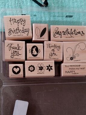 Stampin Up 10 Whimsical Doodle All Occasion Wood Block Rubber Stamps Retired